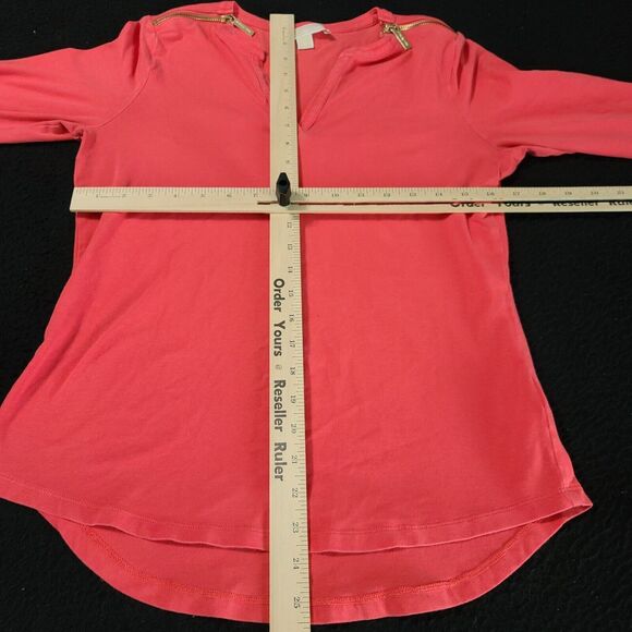 Michael Kors Womens Top Coral Size Small Cotton Blend Stretch Pullover - Picture 3 of 12
